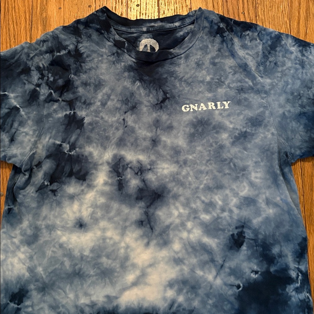 Gnarly Tie Dye Tee Shirt Short Sleeve Cotton Blue S - Picture 2 of 8